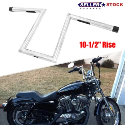 For Harley XL Honda VTX1800C 1" Ape Hanger Handlebar 10-1/2" Rise Drag Z-Bars - Image 1 of 4