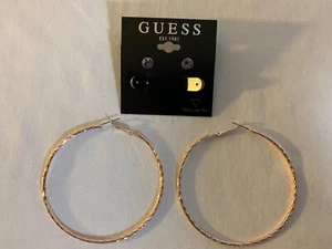Guess Rose Gold 2-Pack/Pair Round Cut Amethyst Color Studded & Hoop Earrings - Picture 1 of 9