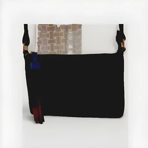 Bandolera ajustable Madison West 10"x6" de cuero negro y gamuza 40” caída - Imagen 1 de 7