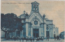PULA CAGLIARI CHIESA E PIAZZA DANTE ANIMATA 1936 BELLA !