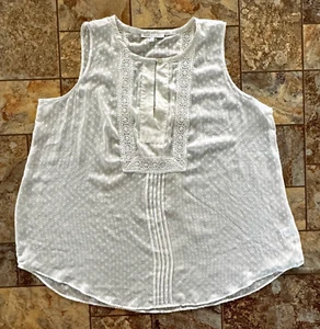 Daniel Rainn Tanktop weiß durchsichtig Schweizer Punkte Häkelborte - 3X - Bild 1 von 12