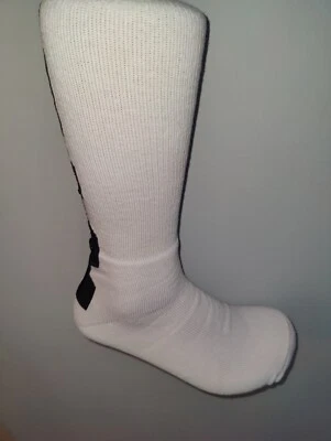 NBA Logo Long White Black Stripe Basketball  Crew Socks Large - Image 1 of 2