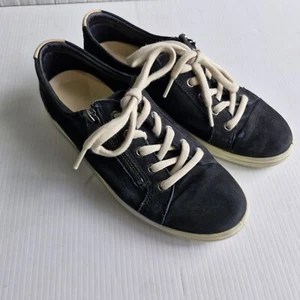 Ecco Soft 7 Black Nubuck Leather Side Zip Sneakers Size 38 - Picture 1 of 8