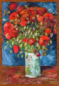 VAN GOGH - VASE WITH POPPIES - REFRIGERATOR PHOTO MAGNET 3"-5" - Picture 1 of 3