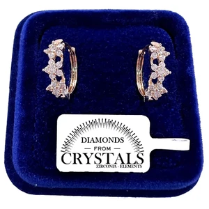 Pendientes Círculos 3 Flores Pl. Oro Amarillo 18K con Cristales Circonitas Mujer - Imagen 1 de 4