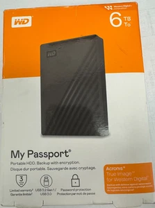 Disque dur externe portable WD 6 To My Passport HDD-WDBR9S0060BBK NEUF SCELLÉ - Photo 1/3