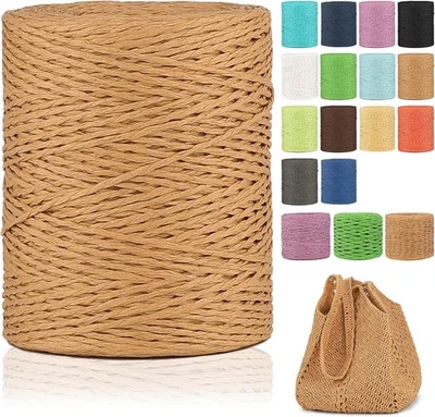 Raffia Yarn Ribbon 2 毫米 x 328 码 – 钩针太阳帽、包、礼品 Wra 纸绳 — 第 1/4 张图片
