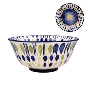 Blaue Suppenschale Keramik Dessertschale rustikal 12 cm orientalisch Sun Burst Vintage - Bild 1 von 2