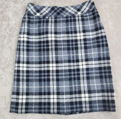 Falda lápiz LL Bean para mujer talla 6 mezcla de lana a cuadros gris negro blanco Foto 1 de 4