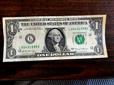 Birthday Dollar Fancy Serial Number L 65431999 E - Image 1 of 2