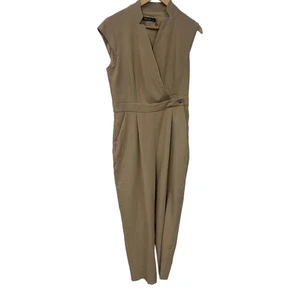 Karen Millen Jumpsuit Damen hellbraun ärmellos vorne tief elegant elegant UK Größe 12 - Bild 1 von 7