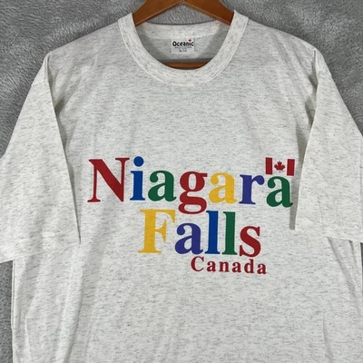 Camisa Cataratas del Niágara Canadá Para Hombres XL Blanca Multicolor Camiseta de Recuerdo Hecha en Oceánica Foto 1 de 4