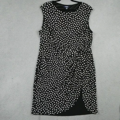 Vestido Chaps Mujer 22W Negro Blanco Lunares Sin Mangas Funda Acanalada Elegante Foto 1 de 4