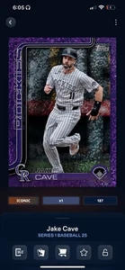 2025 Topps Bunt DIGITAL 2025 Topps series 1 Jake Cave purple ICONIC - Picture 1 of 3