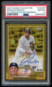 2023 Topps Chrome Gilded Coll. Gold Etch AUTO Oswald Peraza /99 PSA 8 Rookie - Picture 1 of 2