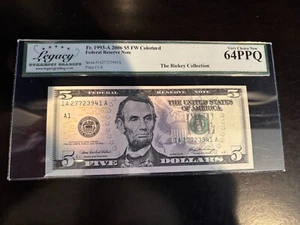 DBR 2006 $5 FRN Boston Fr. 1993-A Legacy 64 PPQ Serial IA27723941A - Picture 1 of 2
