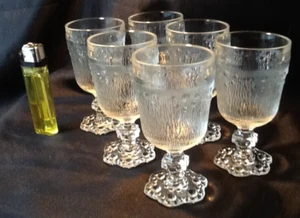 6 x  Sherry Likörkelch Glas Fuß Blütendekor Kristallglas Pressglas 70er Vintage - Bild 1 von 8