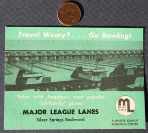 1960er Ära Orlando Florida Major League Lanes Bowlingbahn Visitenkarte RAR - - Bild 1 von 1