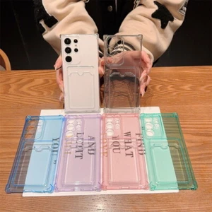 For Samsung Galaxy S23 S22 S21 A52 A32 Card Slot Case Shockproof TPU Clear Cover - Photo 1 sur 16