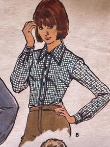 UNCUT Vintage 1974 Butterick 3839 Sz 12 Bust 34 Semi-Fitted Button Down Shirt - Picture 1 of 12