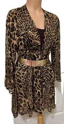 Mujer Plus Slinky Túnica con Camiseta sin Mangas Negocios Oficina Blusa Estampado Animal 1X Foto 1 de 4