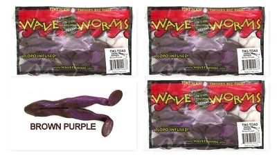 (3) Paquetes sin abrir Plásticos Onda 5" Tiki-Toad Swirl Serie Marrón Púrpura Nuevo Foto 1 de 3