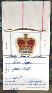 Genuine Vintage British Army Inspectorate of Stores Cloth Badge Sample Card 1961 - Picture 1 of 3