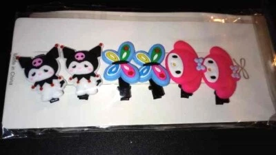 ~Sanrio~ Pinzas para el cabello para niños ~ Correas ~ ¡Nuevas 6 por paquete! Kuromi Foto 1 de 4