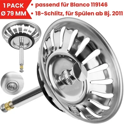 Spülbecken Siebkörbchen 79 mm passend für Blanco 119146 Siebkorb Spüle Exzenter - Bild 1 von 4