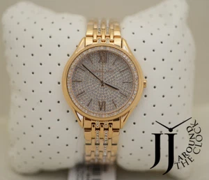 New Michael Kors Women's Mindy Rose Gold-Tone Pavé Glitz Watch MK7085 - Picture 1 of 5