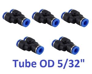 JJDD 5/16 Pneumatic Tube to Connect Fittings Kit,5pcs Union Tee Push Connectors and 5pcs Pneumatic Tube Elbow Connect Quick Release Connectors Push to Connect Fittings Air Line Fitting 