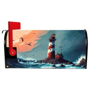 Coast And Lighthouse Decorative Mailbox Cover / Wrap For Standard Size Mailbox - Picture 1 of 4