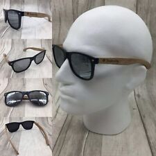 Men's Zebra Wood Arms Black Frame Silver Mirror Polarized Sunglasses 100% UV400