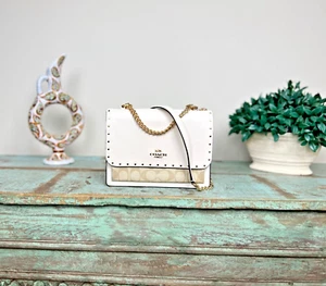 Coach 90400 Klare Signature Canvas Crossbody Rivets Gold/Light Khaki Multicolor - Picture 1 of 11