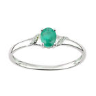 9ct White Gold Jewelco London Diamond Oval 0.35ct Emerald Ribbon Solitaire Ring