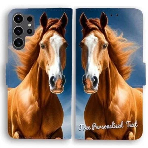 Personalised Text Wallet For Samsung Galaxy Cover Series - Horse Portrait Print - Picture 1 of 1