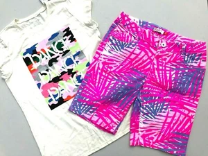 NEW Place Dance T-shirt XL 14 SO Adjustable Shorts Girls Beach School Pants - Picture 1 of 11