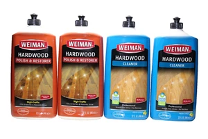 2 X WEIMAN HARDWOOD FLOOR HIGH TRAFFIC POLISH & RESTORER 946ml & CLEANER 2 PACK - Picture 1 of 10