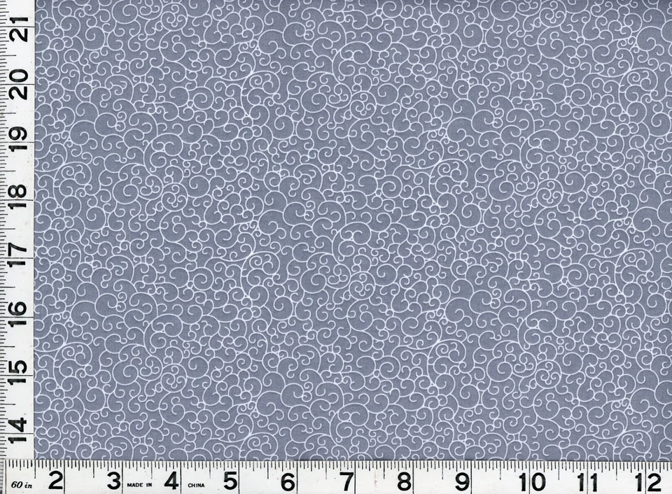 Country White Curls on Light Gray Quilting Sewing Fabric by Yard  #339 - Image 1 of 1