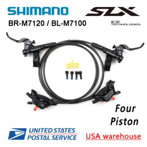 SHIMANO SLX BR-M7120 BL-M7100 Bike 4-Piston Hydraulic Disc Brake Front/Rear/ Set - Picture 1 of 8