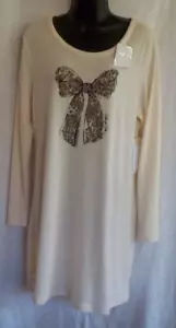 Marilyn Monroe Nightgown Size M NWT Creme With Bow Boat Neck Long Sleeve Logo - Picture 1 of 15