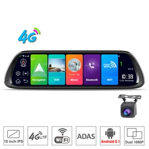 Newest Car DVR 4G ADAS 10" Android 8.1 Stream Media Rear View Mirror dash camera - Picture 1 of 12