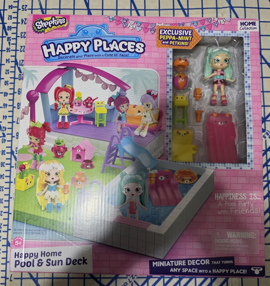 Juego Shopkins Happy Places Home Pool and Sun Deck (Peppa Mint) - Descontinuado Foto 1 de 4