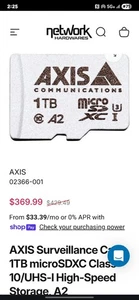 1TB micro SDXC Memory Card Communications Axis Surveillance UHS-I - Picture 1 of 3