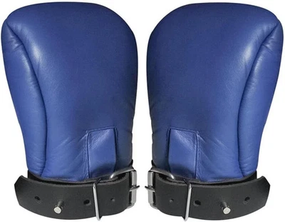 Guantes acolchados con puño de suspensión bondage de cuero de oveja negro unisex guantes BDSM Foto 1 de 4