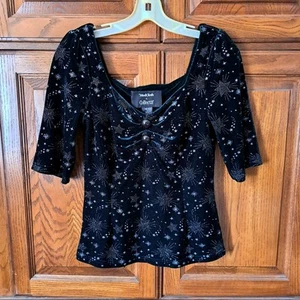 Top para mujer 6 ModCloth Collectif verde terciopelo estrellas brillantes retro novia - Imagen 1 de 5