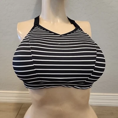 Sujetador deportivo Livi No Wire 44C negro blanco rayas tazas moldeadas inalámbricas  Foto 1 de 4