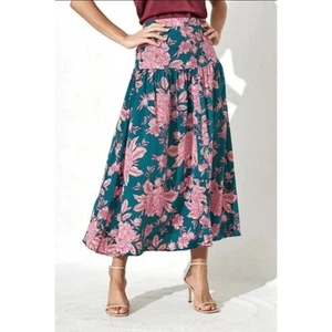 Anthropologie Abel The Label Bonnie Floral Maxi Rock Boho Chic Tropical - Bild 1 von 9