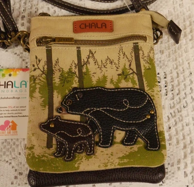 NUEVO CON ETIQUETAS CHALA BEAR LONA BANDOLERA TELÉFONO CELULAR MONEDERO ARENA/2 CORREAS AJUS - LARGO Y CORTO Foto 1 de 4
