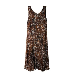 Coldwater Creek brown cream abstract cross back midi dress 20W - Picture 1 of 8